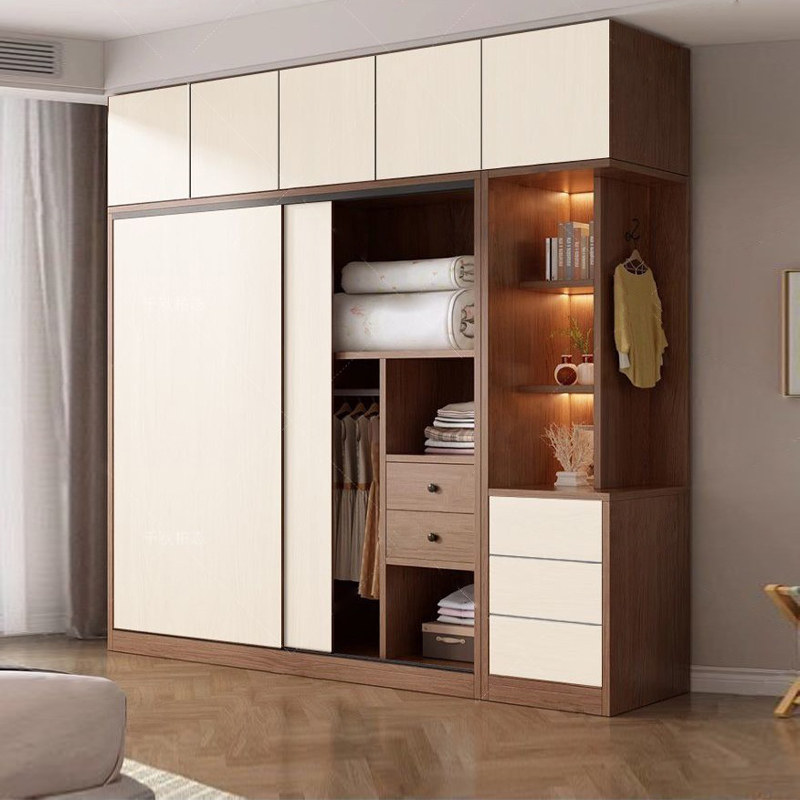 轻奢风实木衣柜推拉门卧室家用小户型收纳柜现代简约定制木质衣橱,住宅家具,独立衣柜,淘宝优惠券,粉丝福利购,淘宝优惠卷