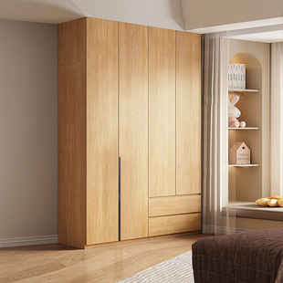 现代简约自由组合衣柜成人多功能平开门卧室大容量定制实木大衣柜