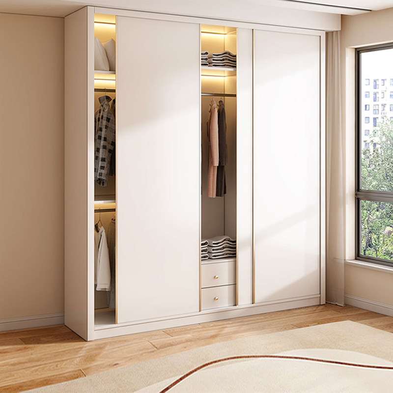大衣柜家用卧室实木推拉门新款2026年爆款简约可定制加高储物衣橱