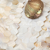 贝壳马赛克墙贴自粘六角贝母瓷砖厨房浴室客厅玄关柱子鱼池泳池砖