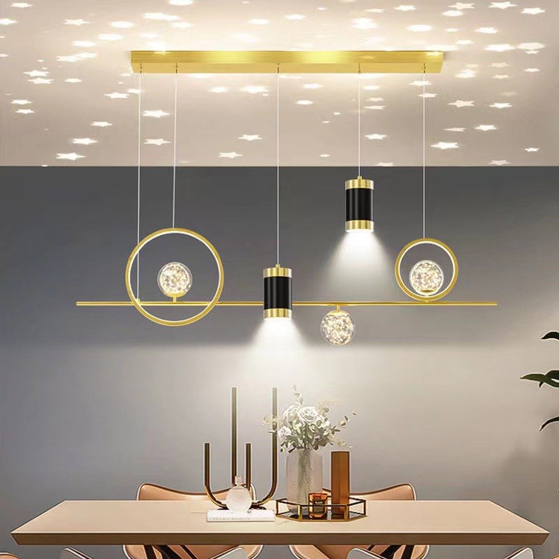 餐厅吊灯简约f现代led星空顶吧台灯北欧轻奢卧室灯具智能客厅浪漫