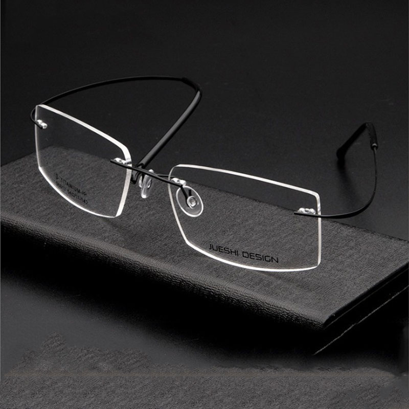 无框变色眼镜男商务轻超轻眼镜架男款切边可配近视U镜片男士眼镜