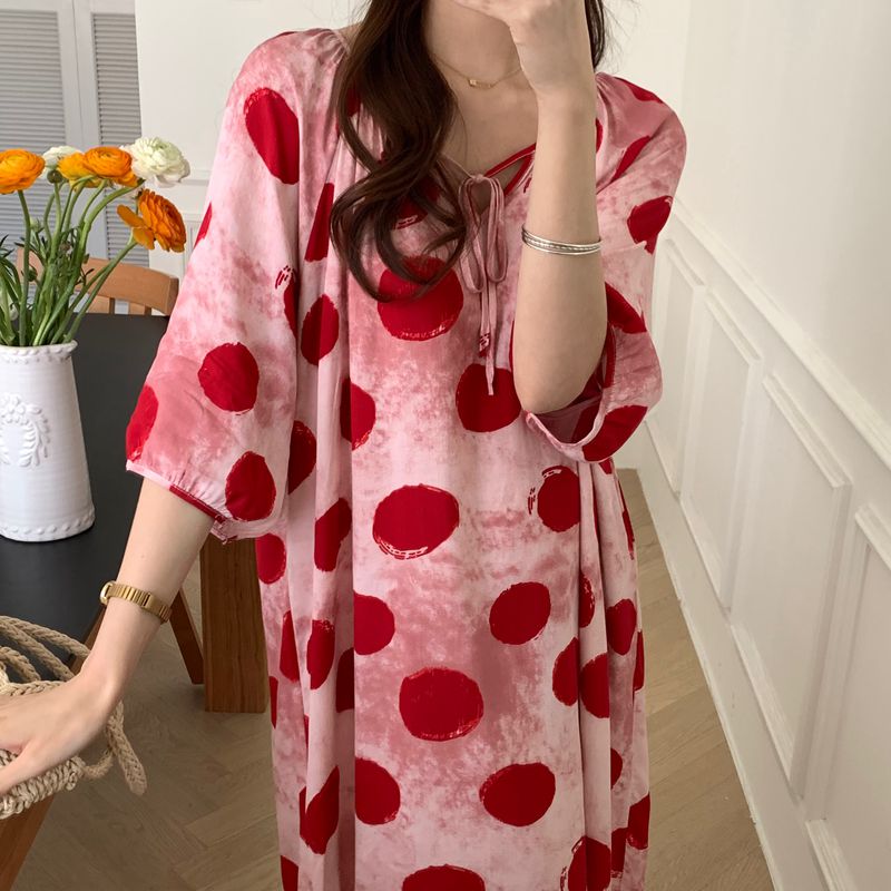 睡衣女夏网红风棉绸夏季薄款长裙子甜美日系睡裙大码人造棉睡衣裙