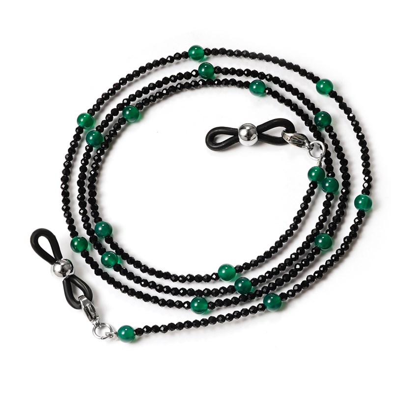 双色间隔黑串珠眼镜链复古简约老花镜装饰配件挂绳链子口罩绳绳子