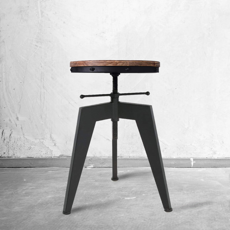 工业风铁艺吧台椅家用升降餐椅小户E型单人吧凳前台椅子复古酒吧