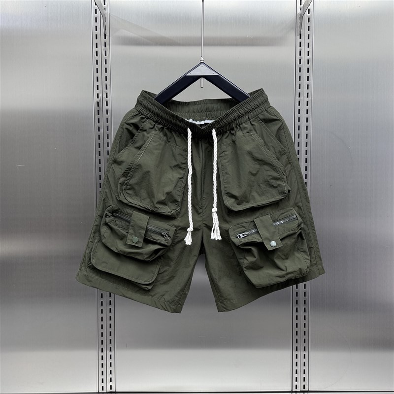 2025夏季新款休闲工装短裤男士高级感潮流口袋拉链冰丝速干运动裤