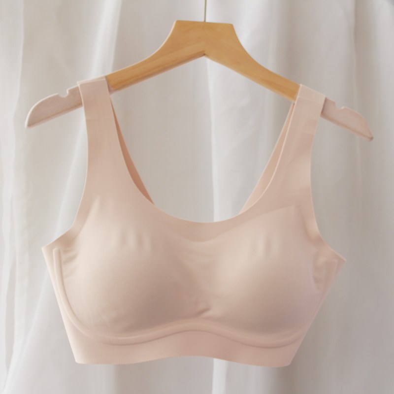 裸感乳胶内衣薄款无钢圈光面无痕睡眠胸罩舒适运动背心式聚拢文胸