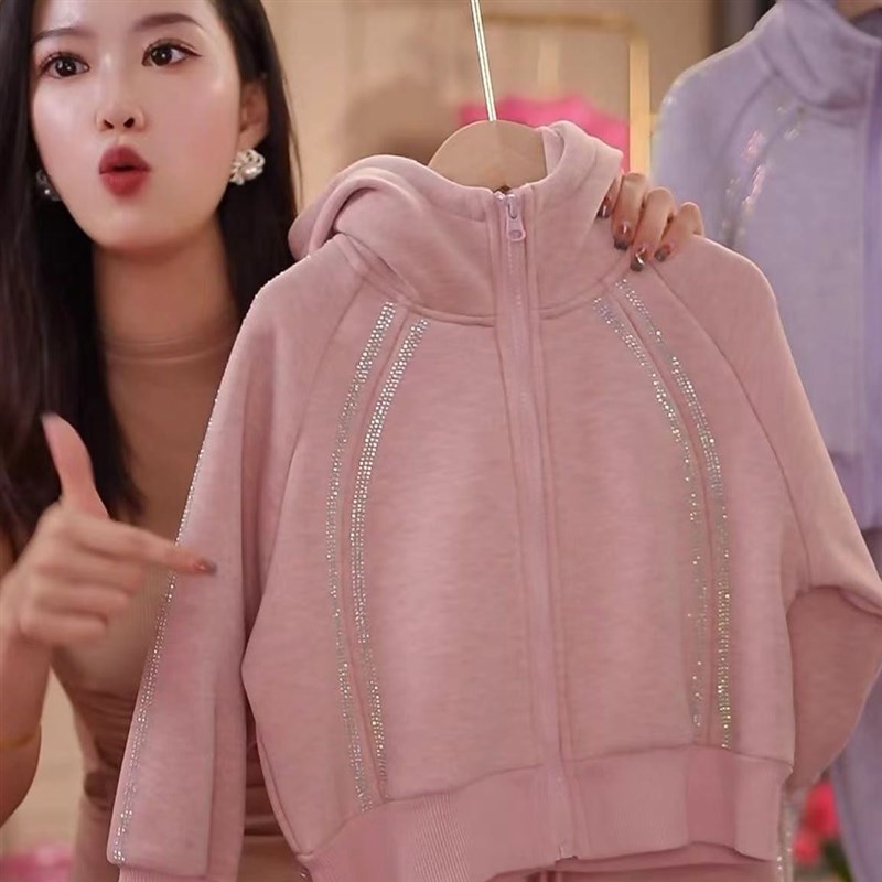 女童套装秋冬装2023新款儿童冬季洋派加绒卫衣运动裤两件套韩版潮