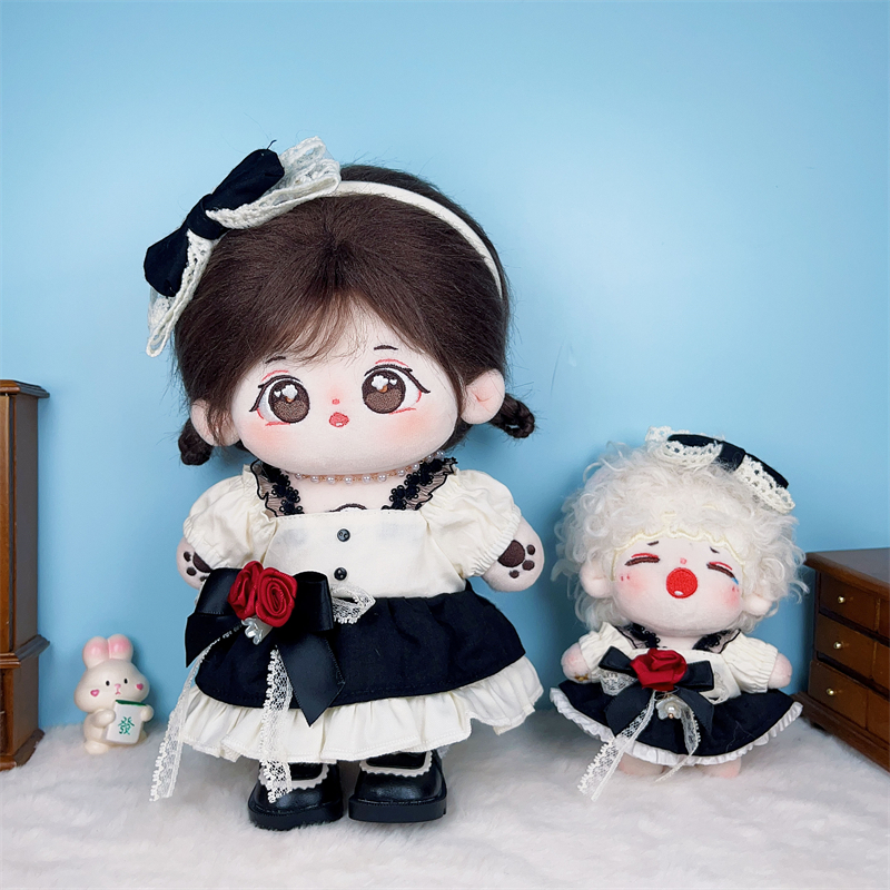 娃衣10cm/20cm厘米棉花娃娃换装衣H服公仔黑白连衣裙公主裙子套装
