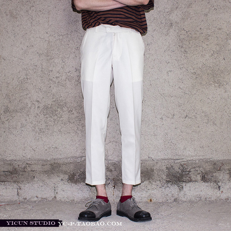 九分裤男坠感休闲裤春夏季英伦风韩版修身小脚潮流百搭直筒西装裤