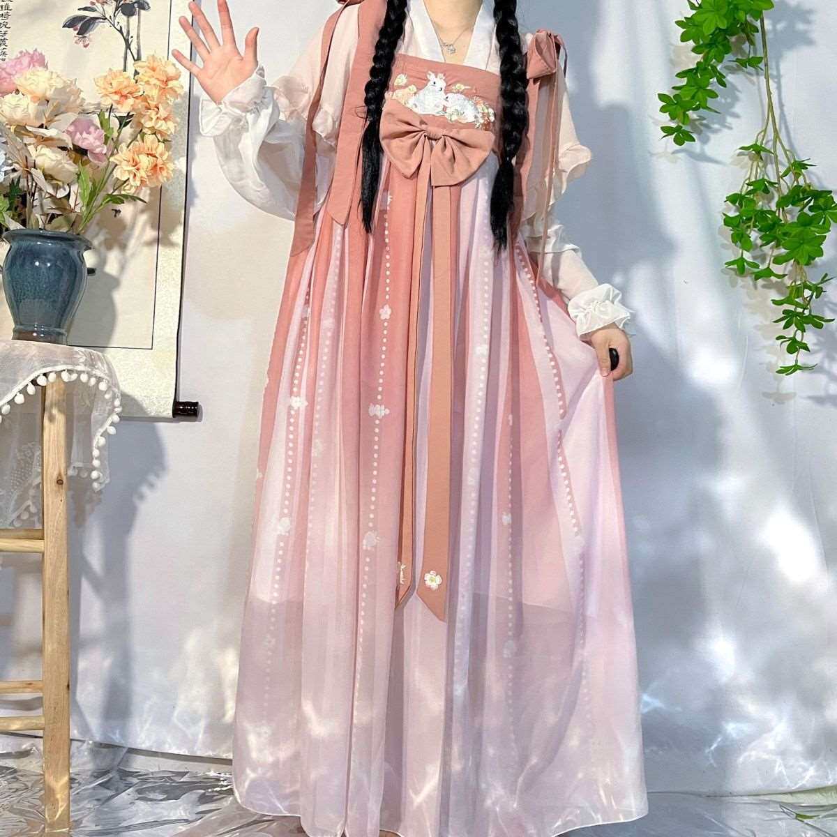 토끼 언어 베리 새로운 당나라 스타일 HANFU 귀여운 재미 작은 제나라