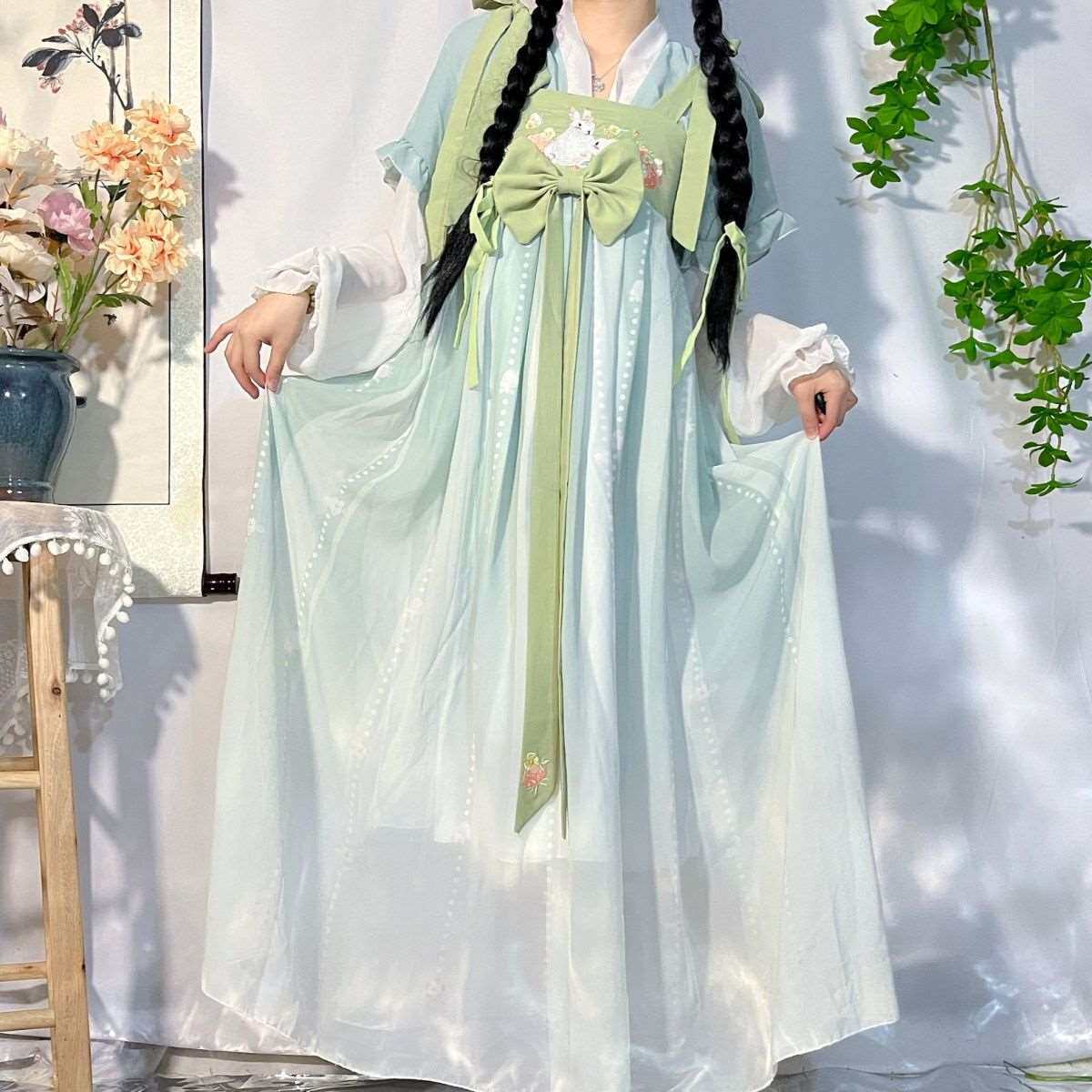토끼 언어 베리 새로운 당나라 스타일 HANFU 귀여운 재미 작은 제나라