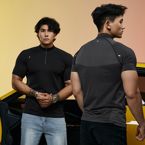 【ULTRA】无缝半门襟运动短袖