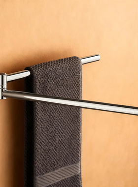卫生间活动毛巾杆全铜双杆洗手间凉毛巾带挂钩浴室挂件毛巾架旋转