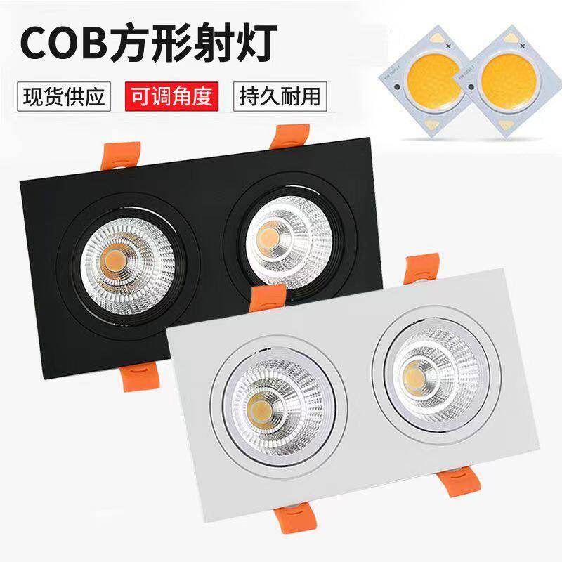 led嵌入式双头COB射灯店铺商用天花灯双孔连体斗胆灯两头格栅筒灯