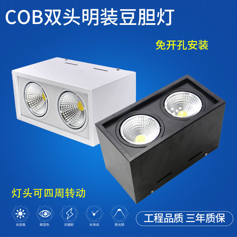cob方形明装斗胆灯双头嵌