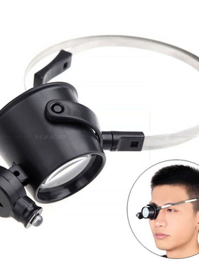 正品15倍头戴式单眼修表眼戴式放大镜带LED灯鉴定专用手表钟表维修工具高清戴在眼睛上的