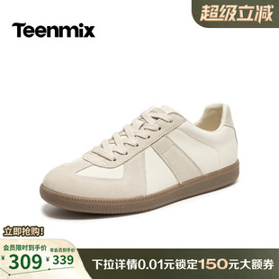 天美意阿甘德训鞋小白鞋男鞋牛皮男士休闲鞋运动板鞋2026春季新款