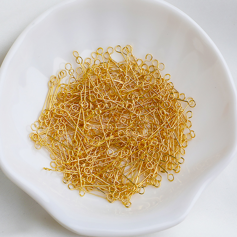 14K包金保色配件双9字针手链项链串珠九形针diy手工耳饰流苏材料