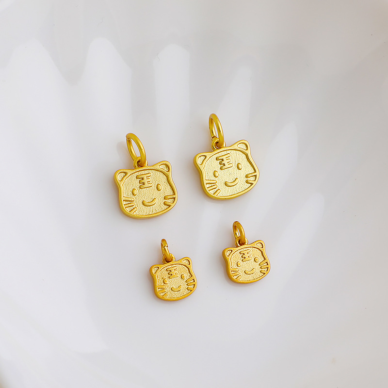 沙金包金保色双面老虎吊坠吊饰