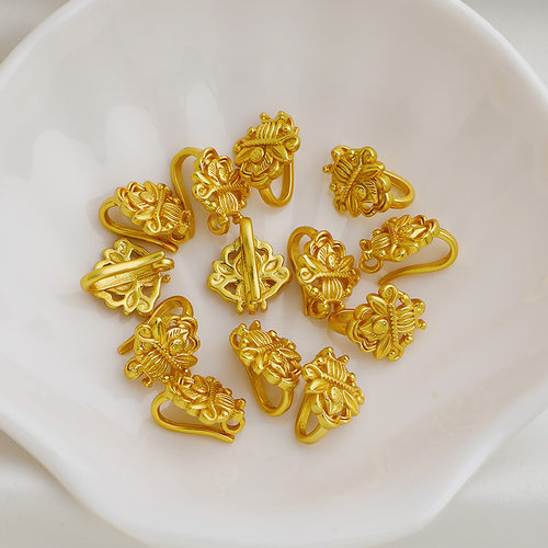 花开富贵连接扣金蟾汉服压襟勾扣