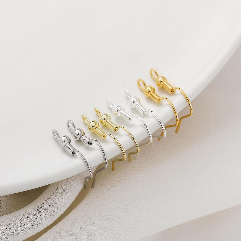 14k包金色带弹簧耳钩圆珠diy