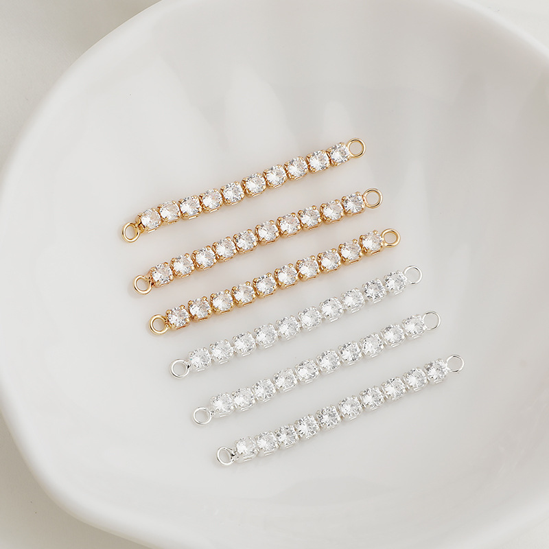 爪镶锆石长条延长链双环连接条