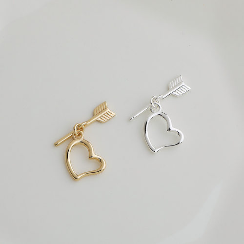 14K包金保色爱心箭OT扣银色扣