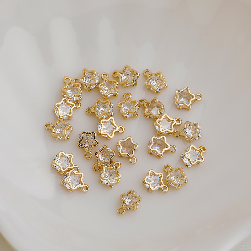 锆石花朵吊坠对夹小花挂件材料