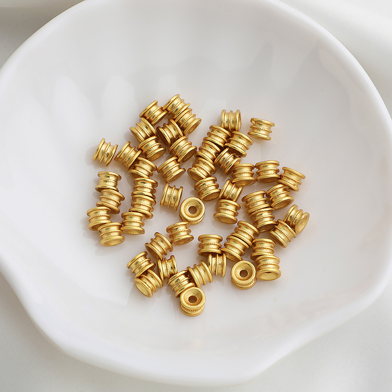 沙金包金保色凹槽桶珠4*6mm隔珠