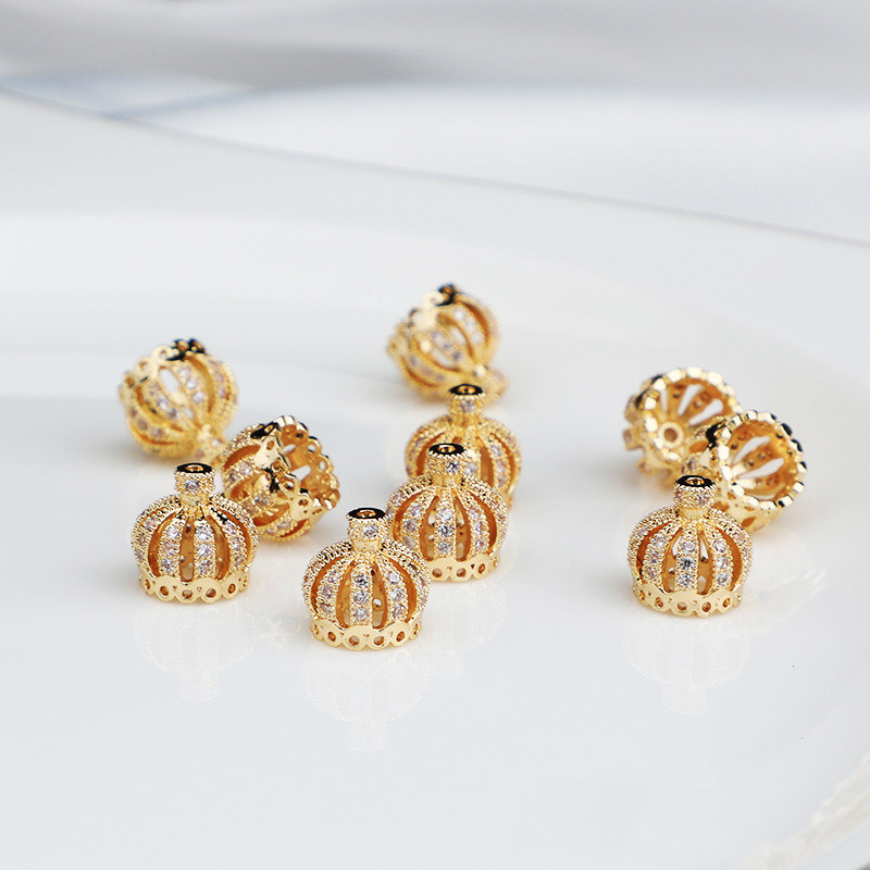 铜镀14K包金保色多孔锆石皇冠吊坠手工diy配件复古发簪耳饰流苏帽,饰品/流行首饰/时尚饰品新,其他DIY饰品配件,淘宝优惠券,粉丝福利购,淘宝优惠卷