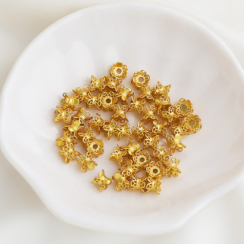 沙金包金保色镂空蕾丝双面花托