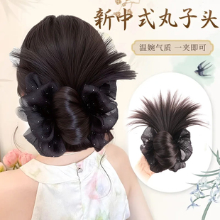 头夹子新款女抓夹低扎鸡毛丸子头后脑勺盘发神器自然蓬松假发包