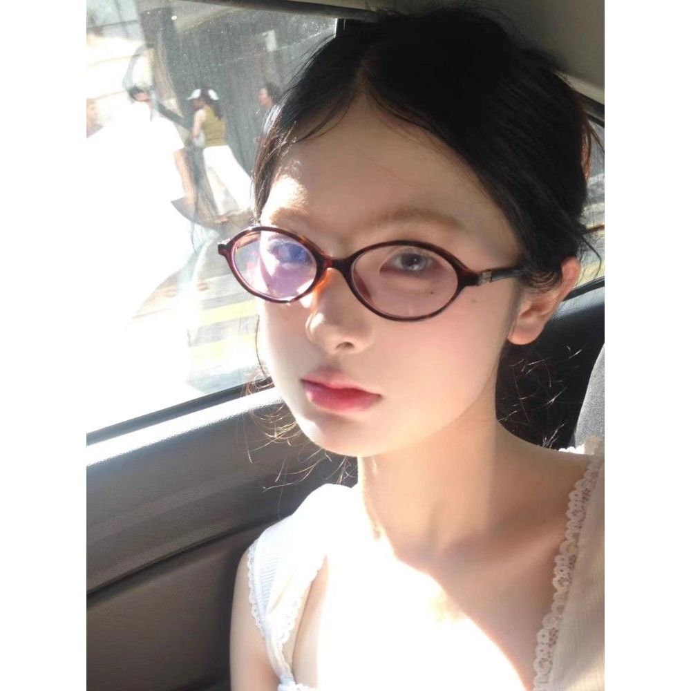miu系少女!欧美风椭圆形ins复古豹纹色眼镜框素颜配近视度数防蓝