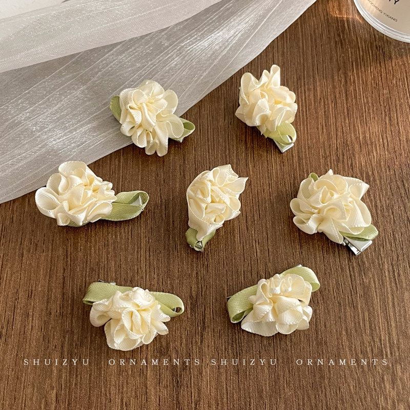 茉莉花纯白发夹女小号高级感发卡前额侧边碎发刘海夹立体夹子头饰
