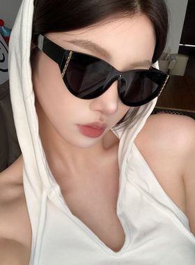 复古猫眼辣妹大框高级感墨镜女豹纹方圆脸潮显瘦2025新款太阳眼镜