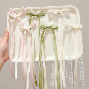 超仙芭蕾风蝴蝶结飘带发夹女甜美侧边碎发刘海夹头饰鸭嘴夹子发卡