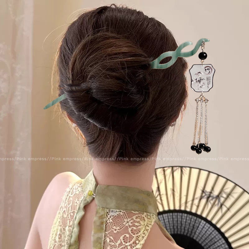新中式古风发簪女2025新款高端汉服配饰发钗步摇流苏盘发簪子发饰