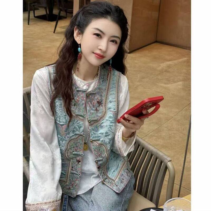 轻奢双穿上衣坎肩宋锦女装织锦马甲重工国风双面提花刺绣新中式