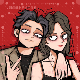 q版手绘头像画情侣定制狼人杀照片真人合照转卡通动漫画设计约稿