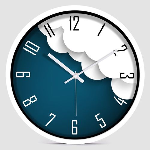 田园风现代云朵挂钟小清新客厅卧室静音时钟简约大气家用装饰挂表