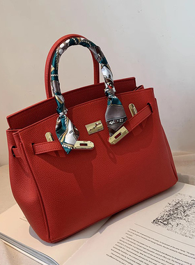 红色结婚包包女新娘2023新款高级感大气手提婚包大容量凯莉斜挎包