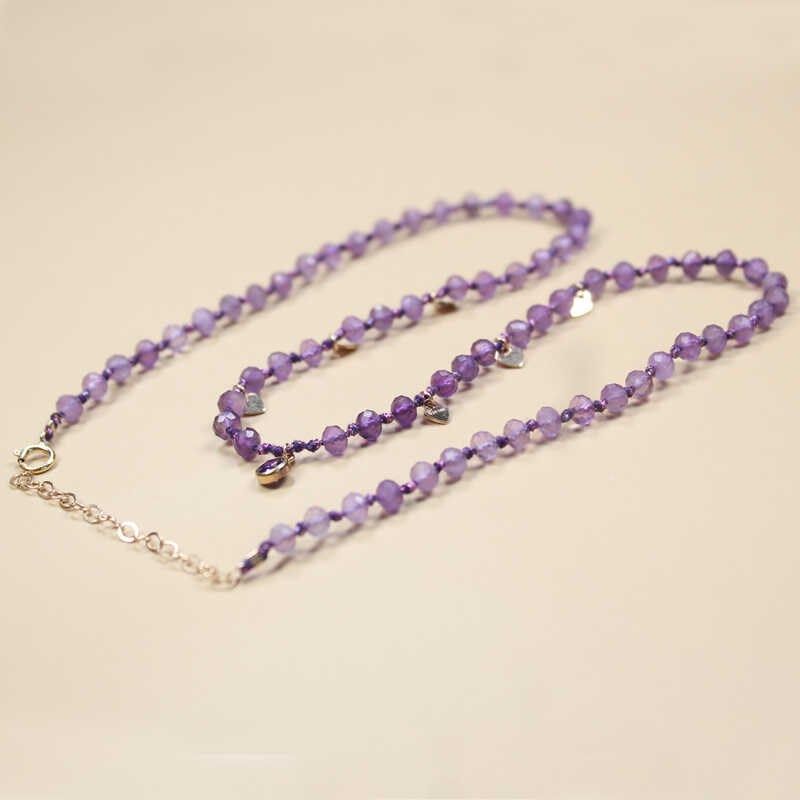 天然紫水晶锁骨链女高级感小众设计叠戴编绳颈饰手工编织紫晶项链,饰品/流行首饰/时尚饰品新,颈饰,淘宝优惠券,粉丝福利购,淘宝优惠卷