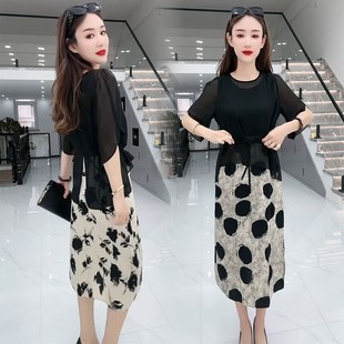 设A计感气质雪纺外搭无袖 网红时尚 新款 套装 连衣裙两件 女2024夏季