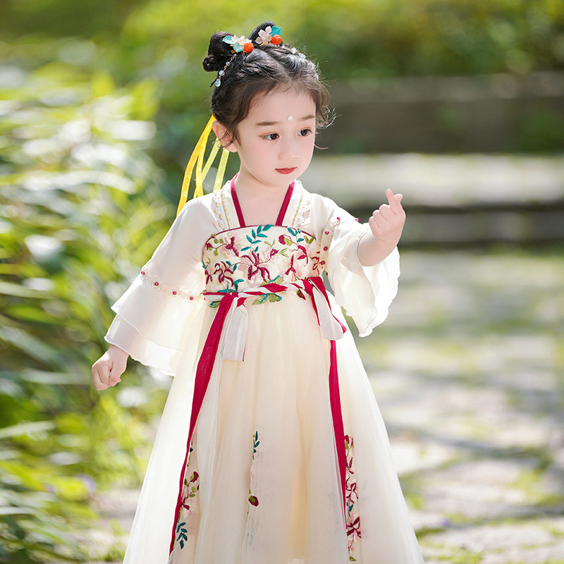 汉服女童夏款小女孩中国风古风超仙连衣裙儿童唐装襦裙汉服演出服