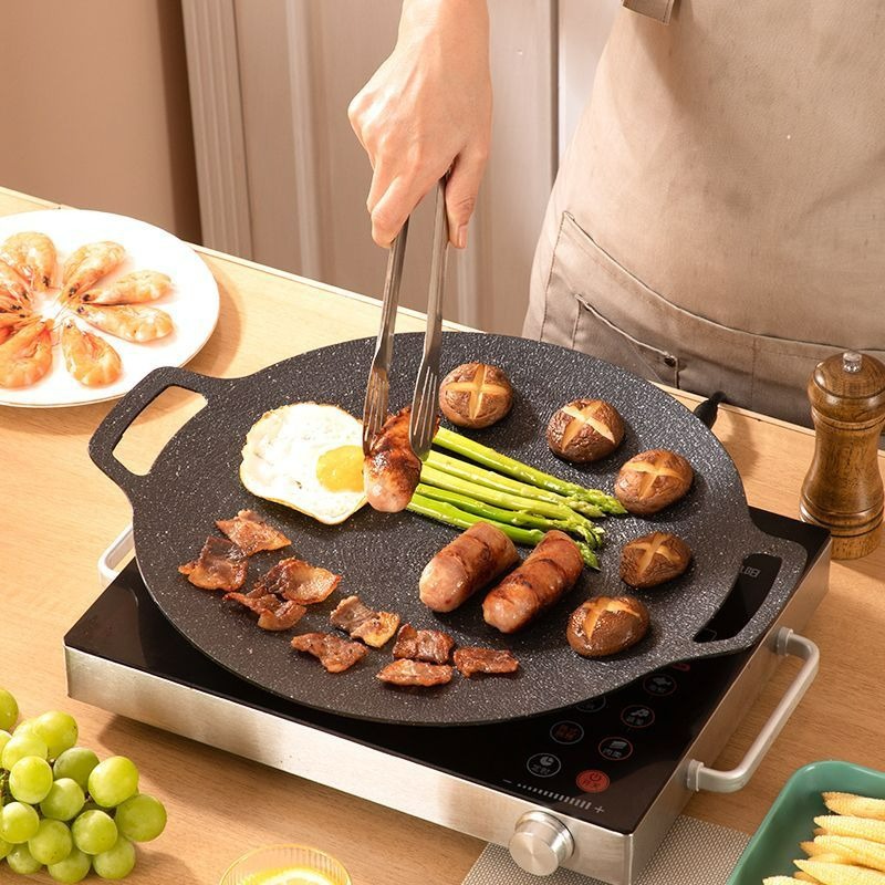 户外烤盘家用韩式卡式炉烧烤盘铁板烧烤肉锅麦饭石煎盘露营炉具