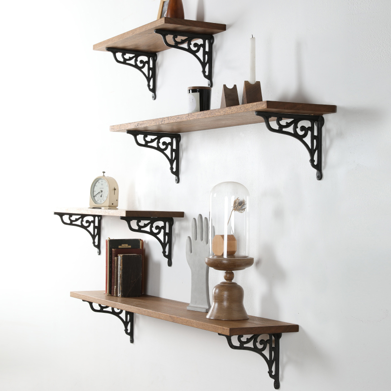 蘑菇空间原木一字隔板 民国做旧老花铸铁大小号承板托层板三角架