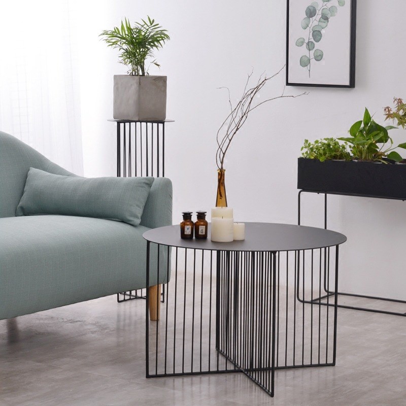 创意铁艺圆形茶几北欧轻奢小户型客厅茶桌阳台休闲咖啡桌沙发边几