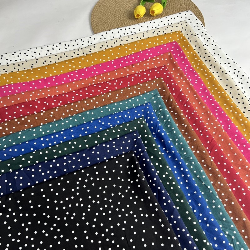 四面弹 0.5密波点乱印印花雪纺面料不透童装小清新连衣裙衬衫布料