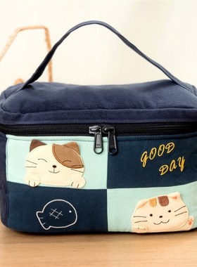 台湾啵啵猫 620225 可爱猫咪纯棉布艺化妆包洗漱包大X容量简约女